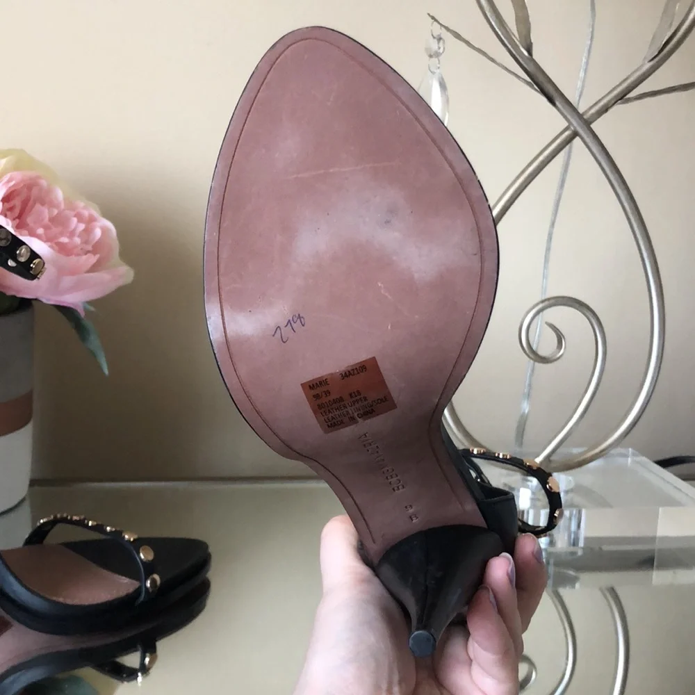 BCBGMAXAZRIA Marie black dress sandals calf leather heels - Picture 13 of 14